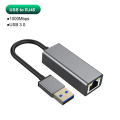 Adaptateur Ethernet USB Type C 1000Mbps, carte réseau RJ45 USB 3.0 pour MacBook PC Windows XP 7 câble Internet Lan USB Android