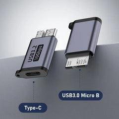 Adaptateur Micro B USB 3.0 mâle vers type C femelle, connecteur pour disque dur externe HDD, câble