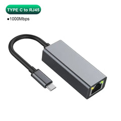 Adaptateur Ethernet USB Type C 1000Mbps, carte réseau RJ45 USB 3.0 pour MacBook PC Windows XP 7 câble Internet Lan USB Android