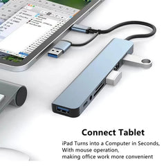 8 in 2 Type C HUB Docking Station USB Micro SD Card Reader with 3.5mm Audio Jack Adapter Laptop Tablet Phone Disk Converter