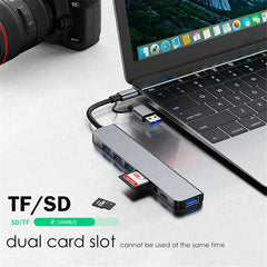 8 in 2 Type C HUB Docking Station USB Micro SD Card Reader with 3.5mm Audio Jack Adapter Laptop Tablet Phone Disk Converter