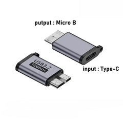 Adaptateur Micro B USB 3.0 mâle vers type C femelle, connecteur pour disque dur externe HDD, câble